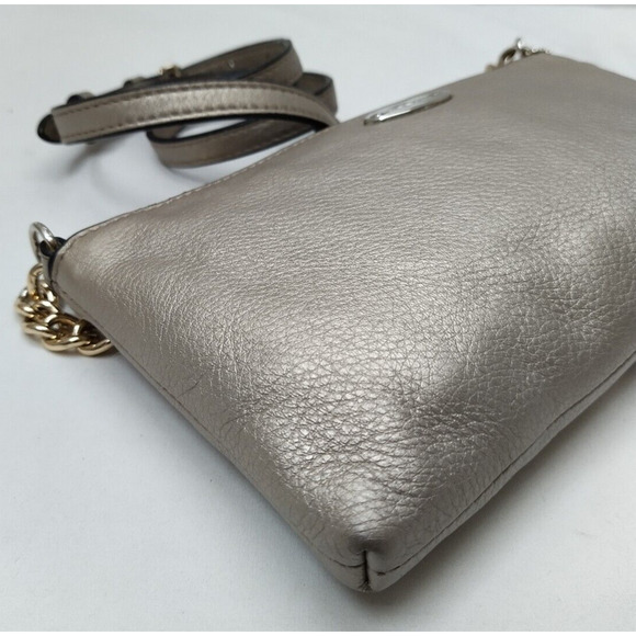 Coach Quinn Gray Leather Chain Strap Zipper Closure Crossbody Bag - Picture 8 of 16